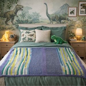 Handmade Crochet Shawl in Lavender and Slate Blue